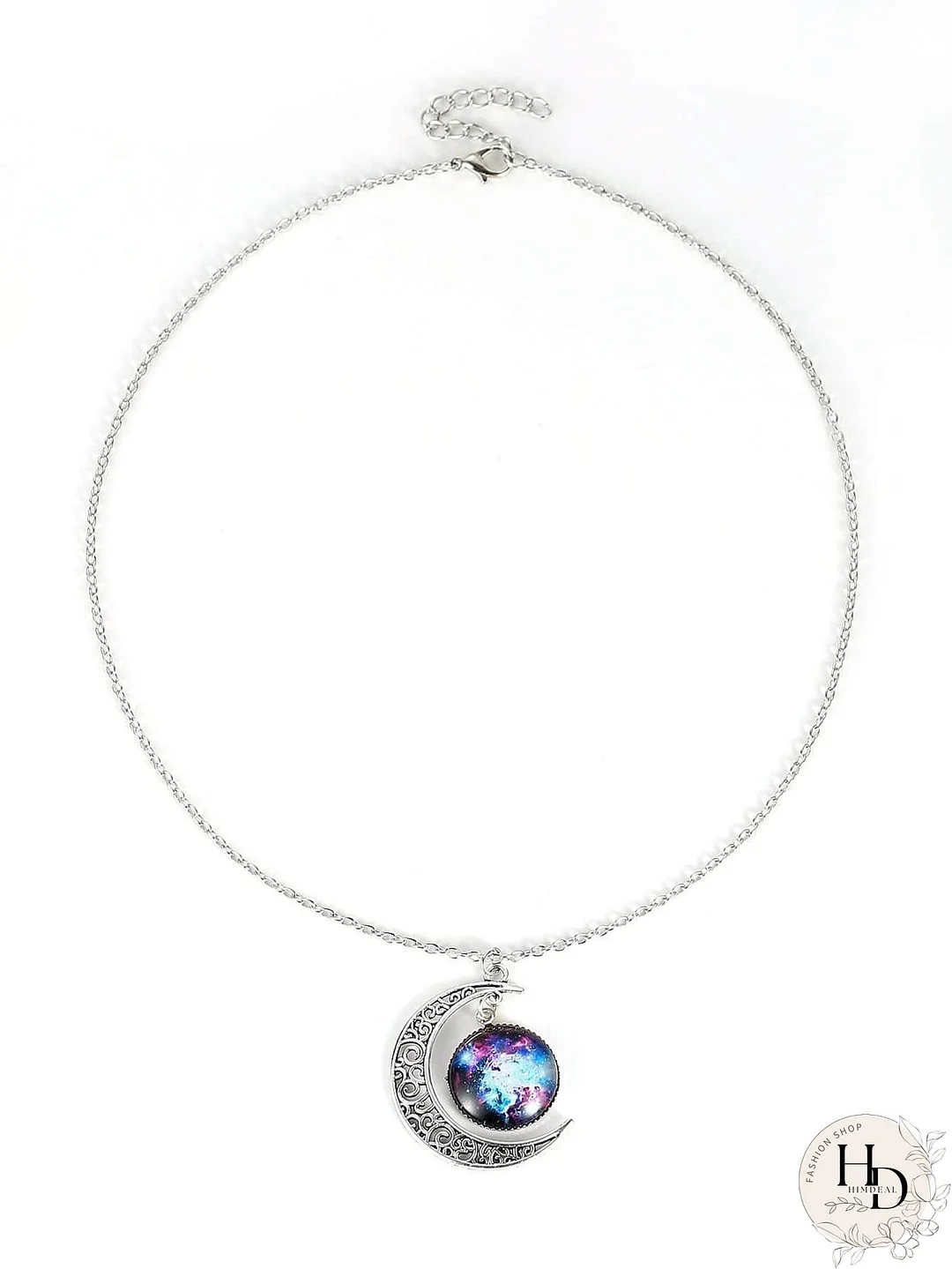 Star Sky Round & Moon Pendant Necklace