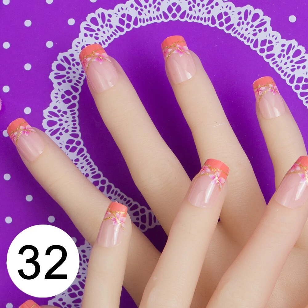 With 1 Piece Of Nail Adhesive Tape 24pcs/Box Press On Nail Art Tips Full Cover 10 Sizes False Nail Art Wedding Nails-Nail Inspo