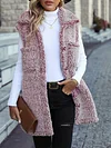 Vibrant Sleeveless Teddy Vest - Soft, Casual, Button-Front, Solid-Colored, Versatile, and Chic Women's Clothing for Everyday Wear