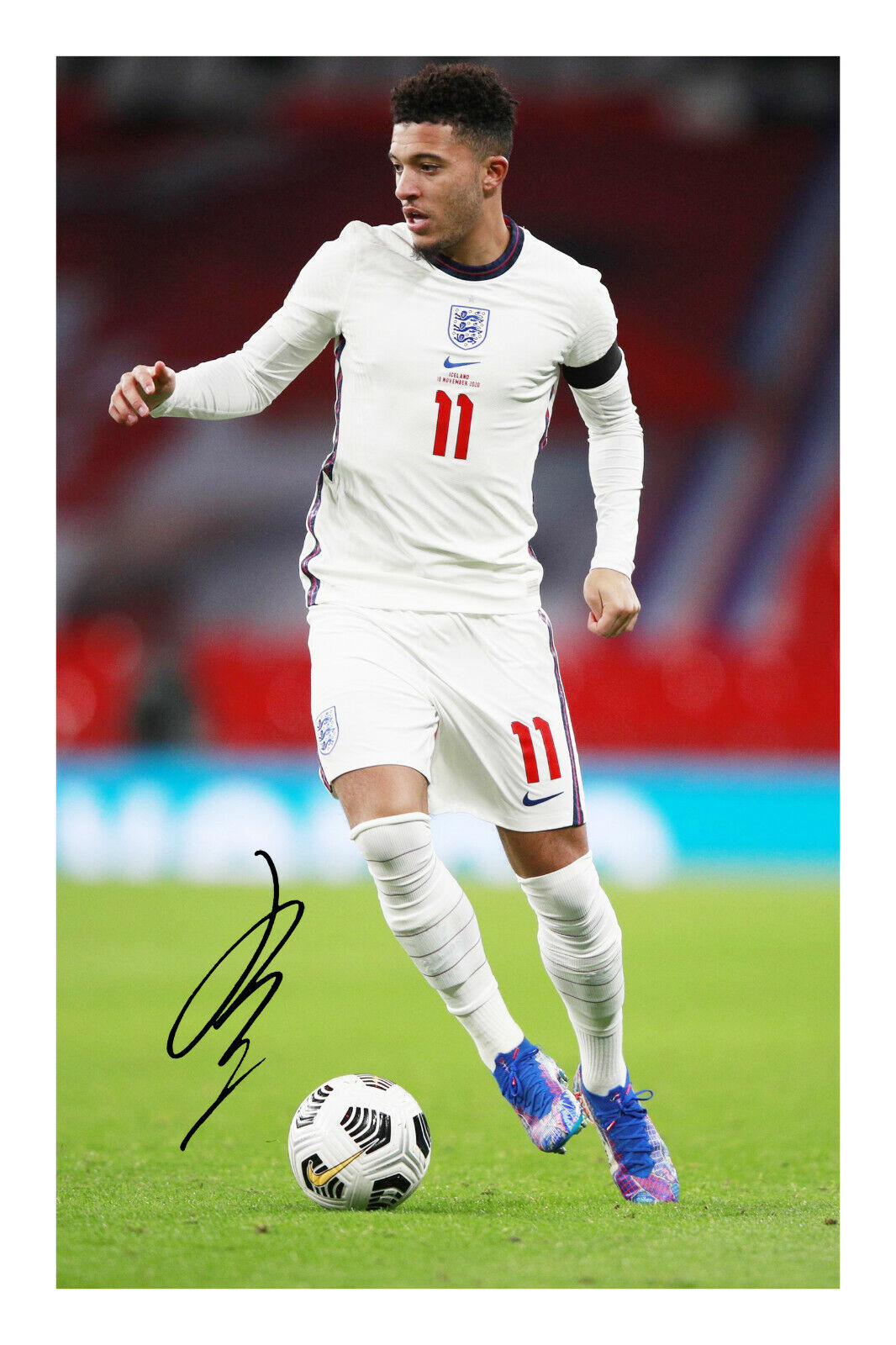 Jadon Sancho Signed A4 Photo Poster painting Print England Football Team Euro 2020 2021