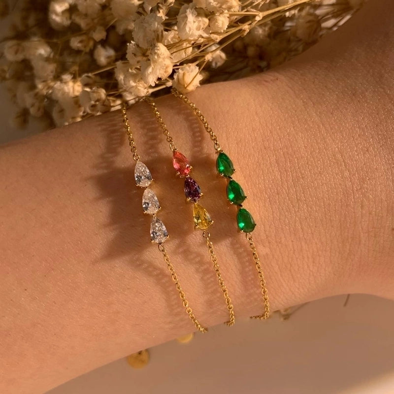 Casual Geometric 304 Stainless Steel 16K Gold Plated White Gold Plated Gold Plated Zircon Bracelets In Bulk