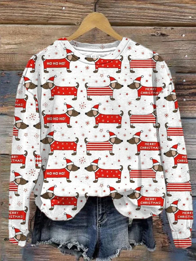 Women's Christmas Dachshund Sweatshirt.