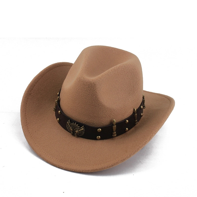 Ethnic Style Topper Hat Western Cowboy Hat Tibetan Tibetan Performance Hat Woolen Hat Central Retro Woolen Hat