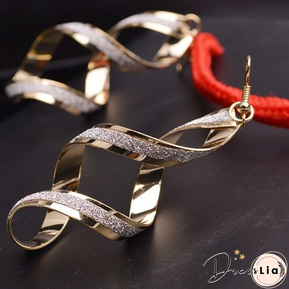 Women's Fashion Alloy Dull Polish Spiral Drop Hook Dangle Eardrop Earrings Jewelry