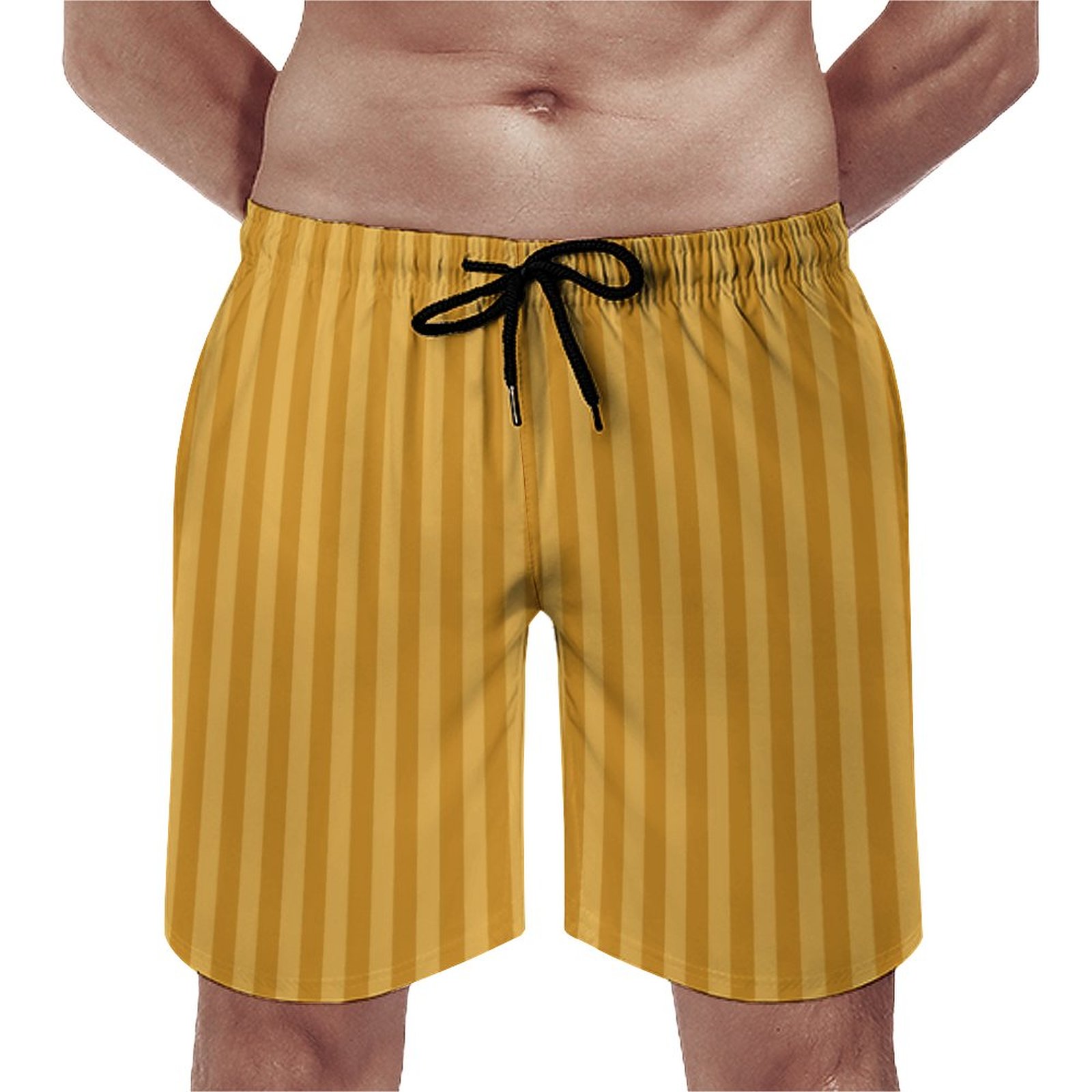 Yellow Brown Striped Trend Colors Elegant Template Elegant Men's Swim Trunks Summer Board Shorts Quick Dry Beach Short with Pockets