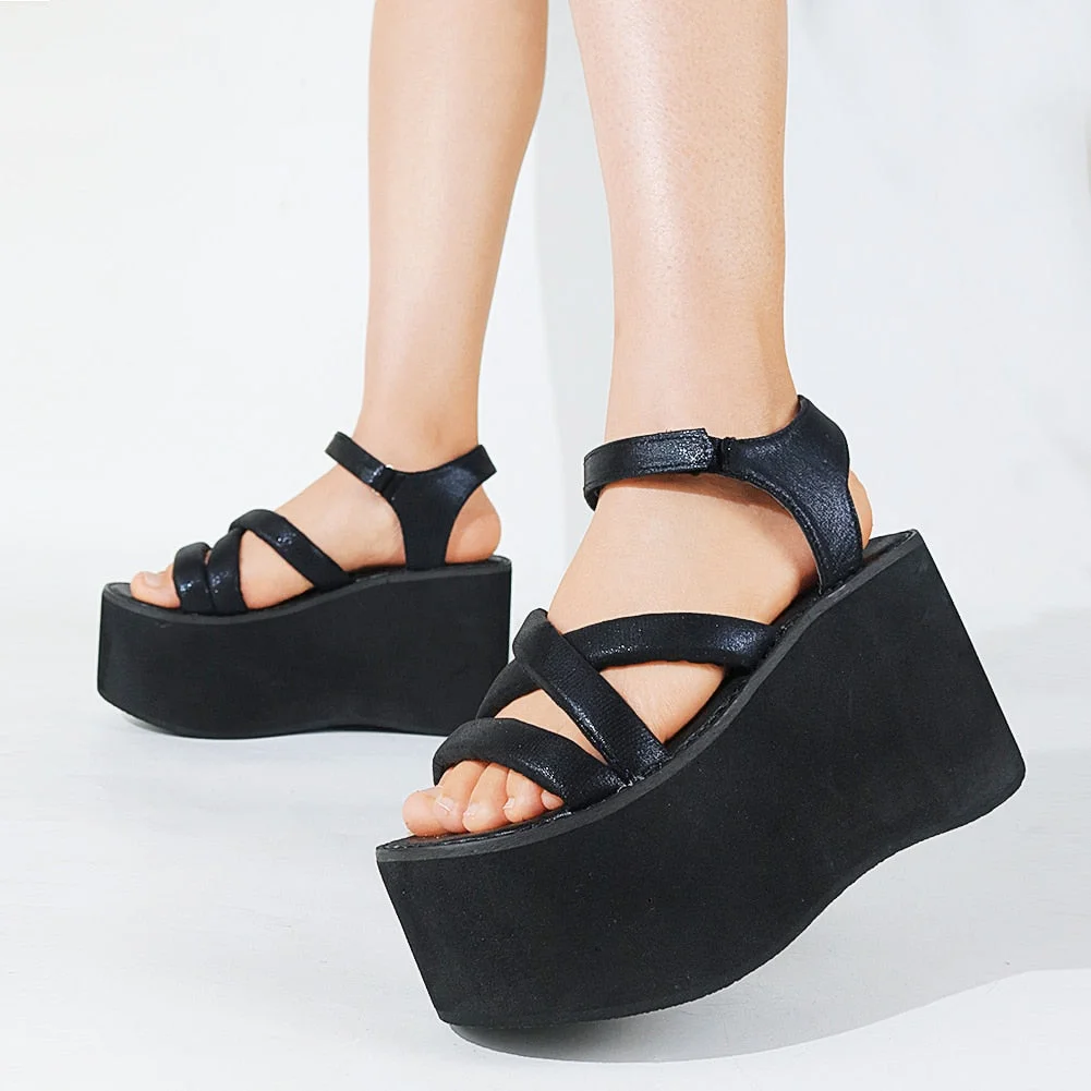 Back to College Sorphio Ins Platform New Summer Sandals For Woman Black Size 35-43 Slipper Hot Sale Thick Soled Comfy Open High Heels Shoes