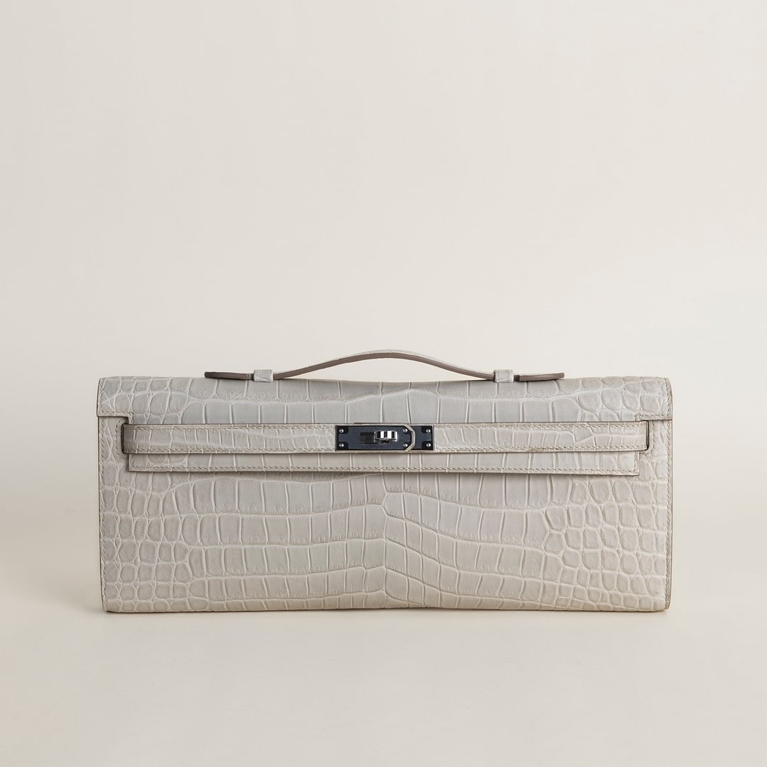 Kelly cut Matte Porosus Crocodile  8L Beton  PHW