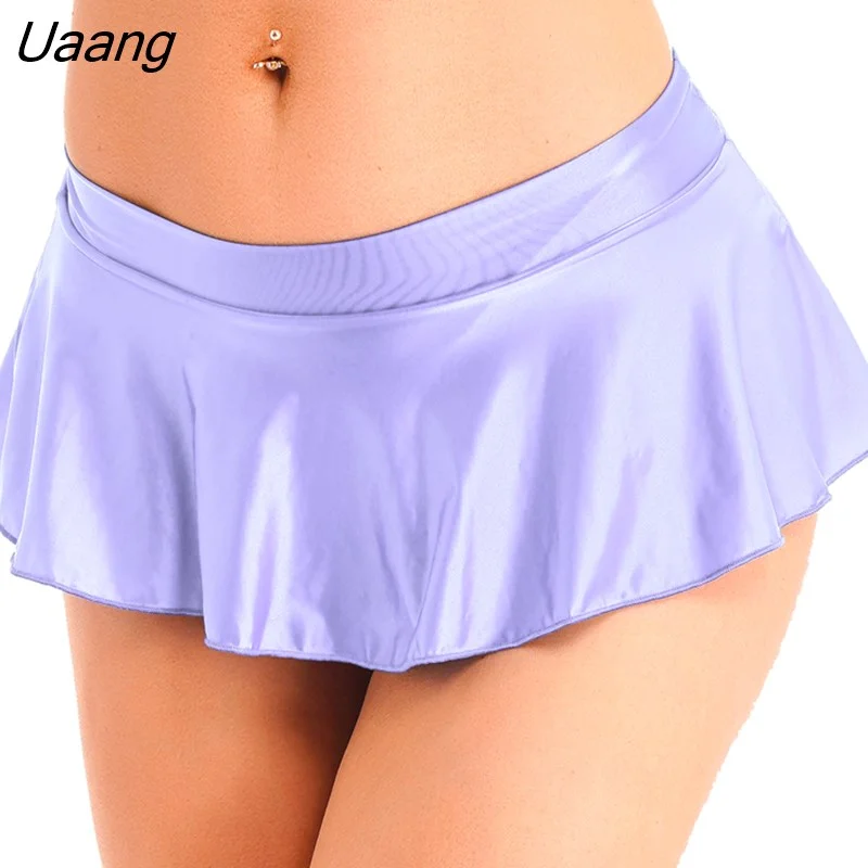 Uaang Womens Glossy Skirted Leotards Dance Dress Sexy Oil Shiny Tight Sports Yoga Ballet Practice Training Clothing Gymnastics Tutu