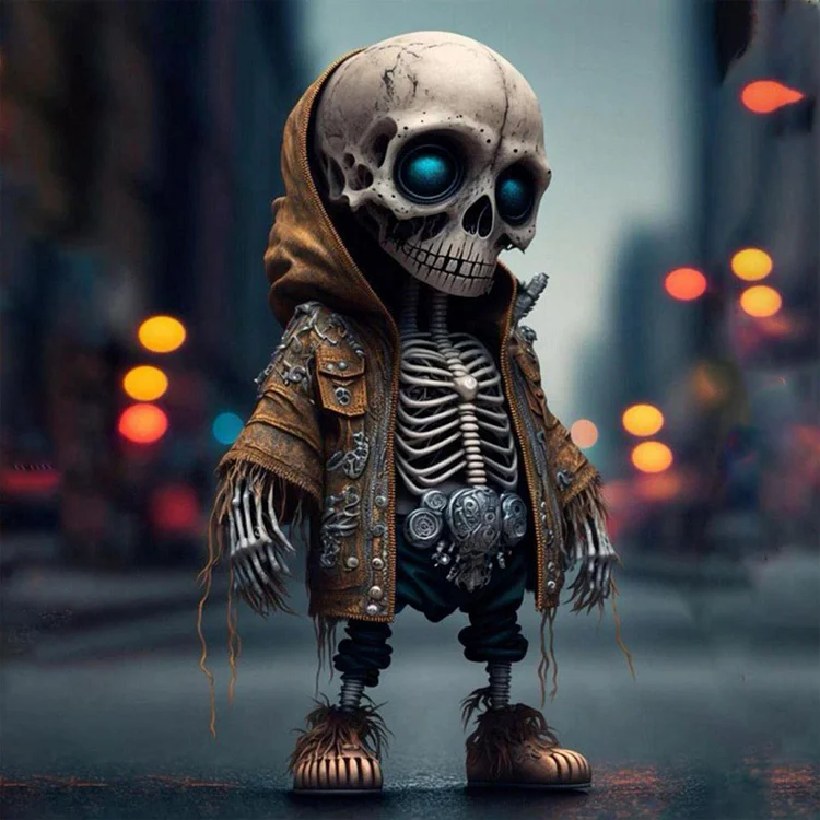 Halloween Sweatshirt Skull Dolls Resin Crafts Gothic Skeleton Man Sculpture (D)