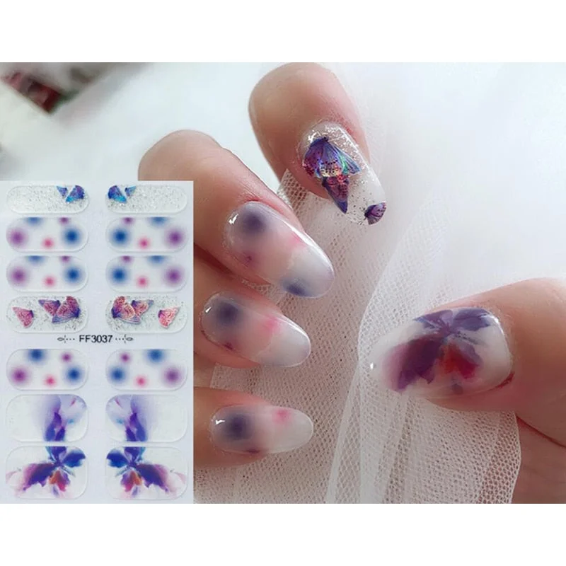 Watercolor Style Nail Decoration Nail Wraps DIY Self Adhesive Nail Sticker Nail Decoration Nail Sticker Set Nail Accesoires