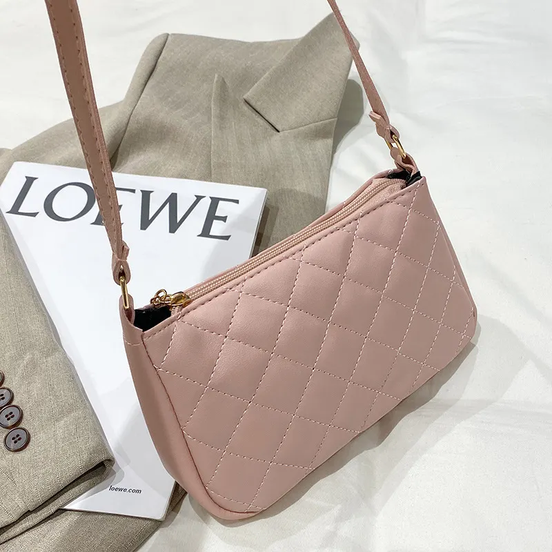 Fashion Lingge Women's Bag New PU Leather Underarm Shoulder Bag Female Luxury Design Handbags for Women 2022 Hot