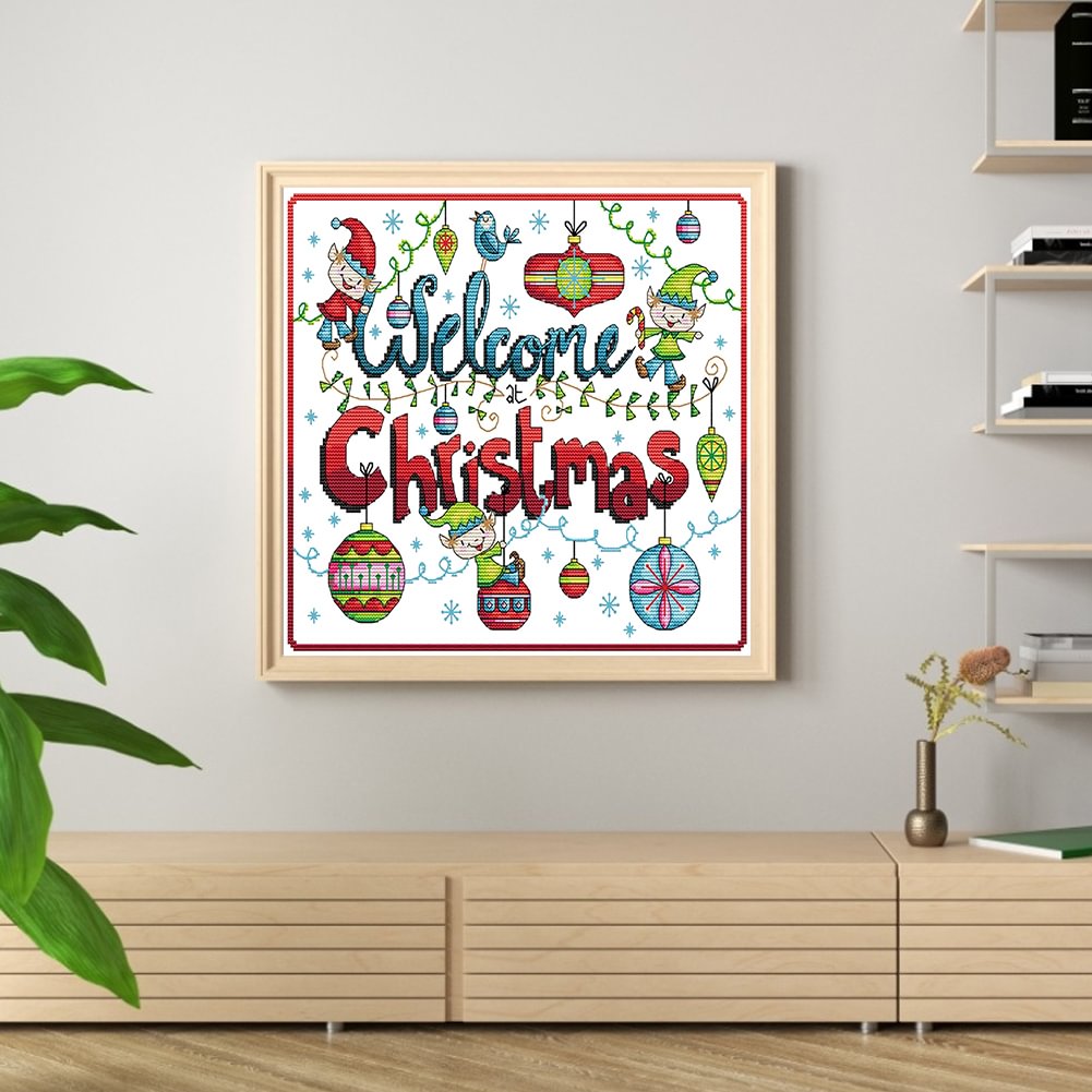 Christmas-11CT Stamped Cross Stitch Kit 40*40cm