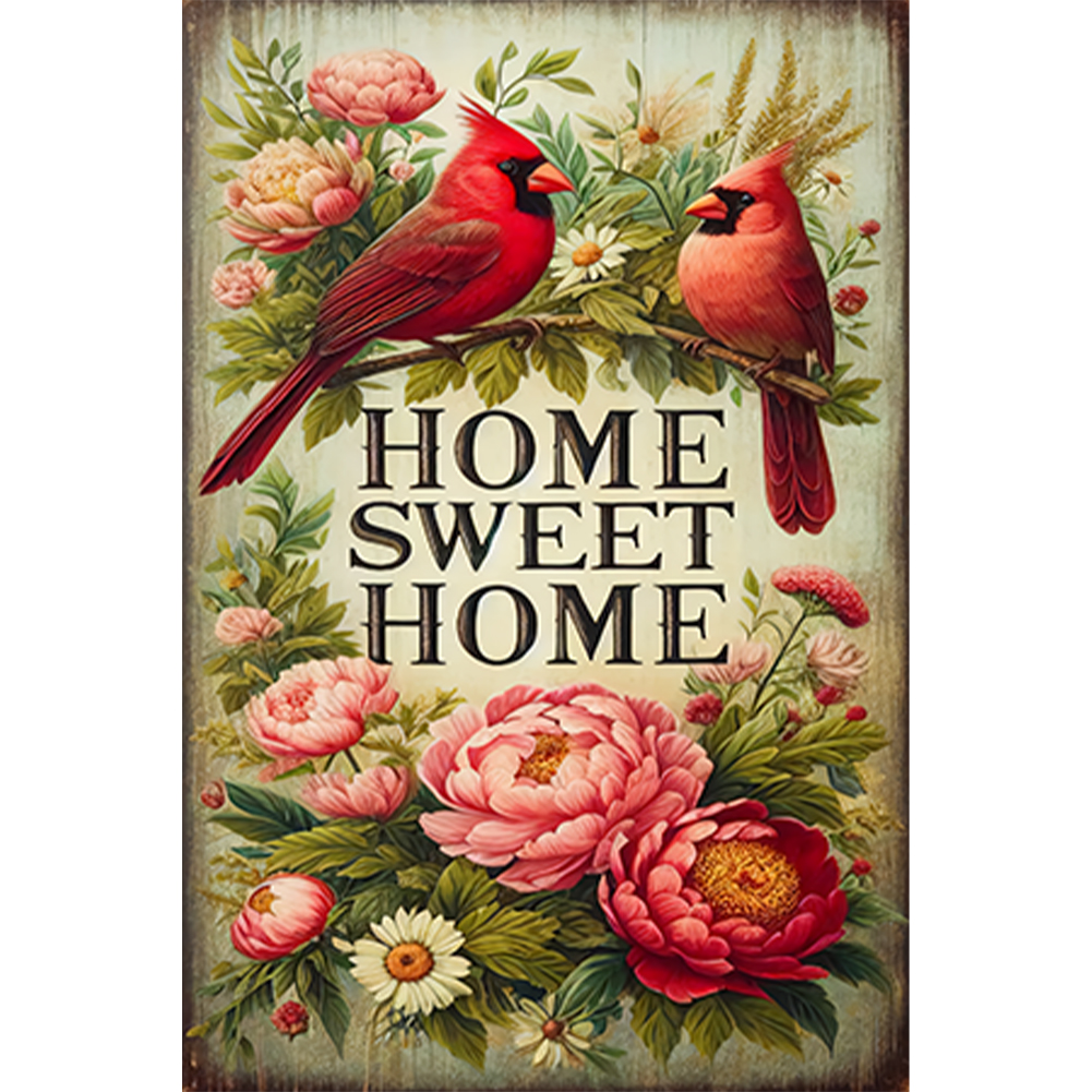 Family Cardinal 30*45cm(canvas) full round drill diamond painting