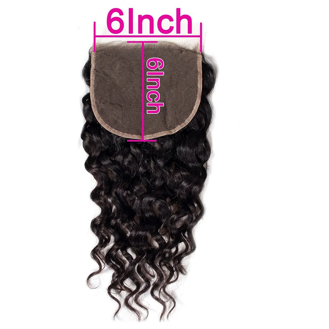 Water Wave HD Lace 6X6/7X7 Closure Human hair With Baby Hair Pre Plucked Natural Color