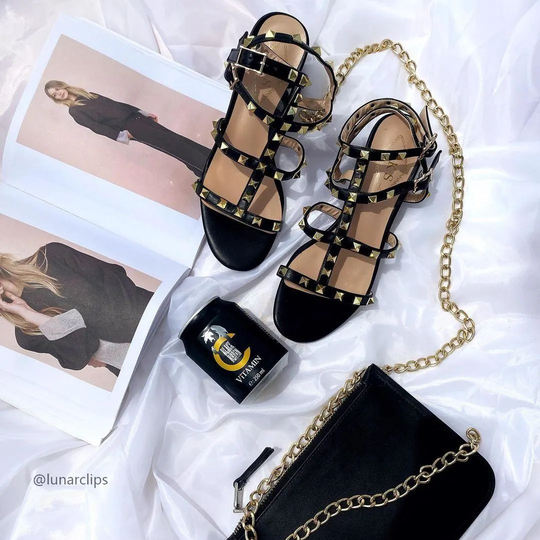 60mm Women's Rivets Block Heels Party Daily Summer Sandals-vocosishoes