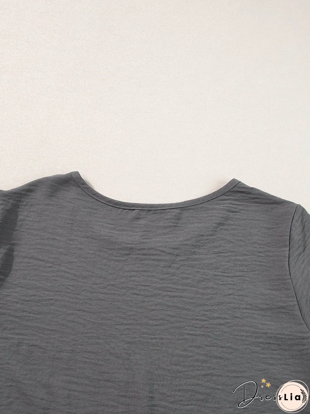 Dark Grey Ruffled Short Sleeve Plus Size Top