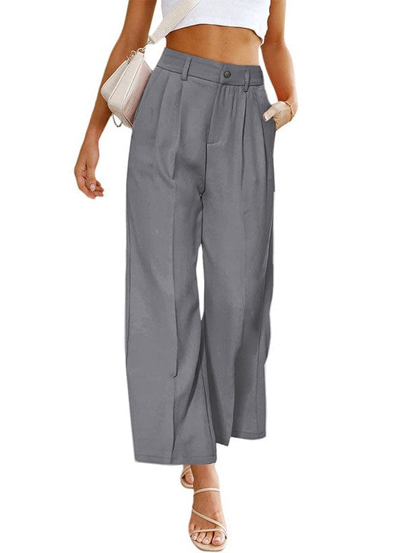 Chic High Waist Wide Leg Trousers In Various Colors - Comfortable, Slim Fit Pants For Women