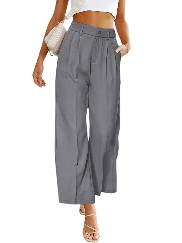 Chic High Waist Wide Leg Trousers In Various Colors - Comfortable, Slim Fit Pants For Women