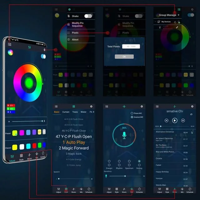 Car modification colorful voice-activated chassis lights