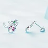  925 Silver Lucky Four-Leaf Clover Stud Earrings 
