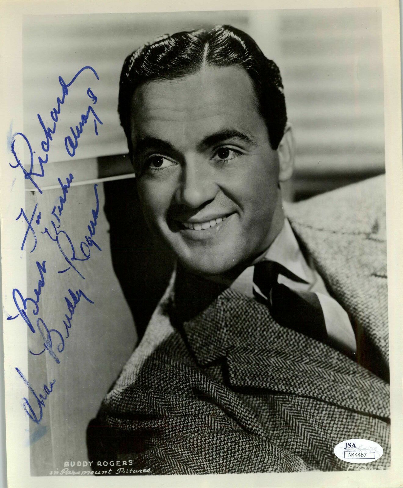 BUDDY ROGERS ACTOR (DECEASED) SIGNED 8X10 JSA AUTHENTICATED COA N44467