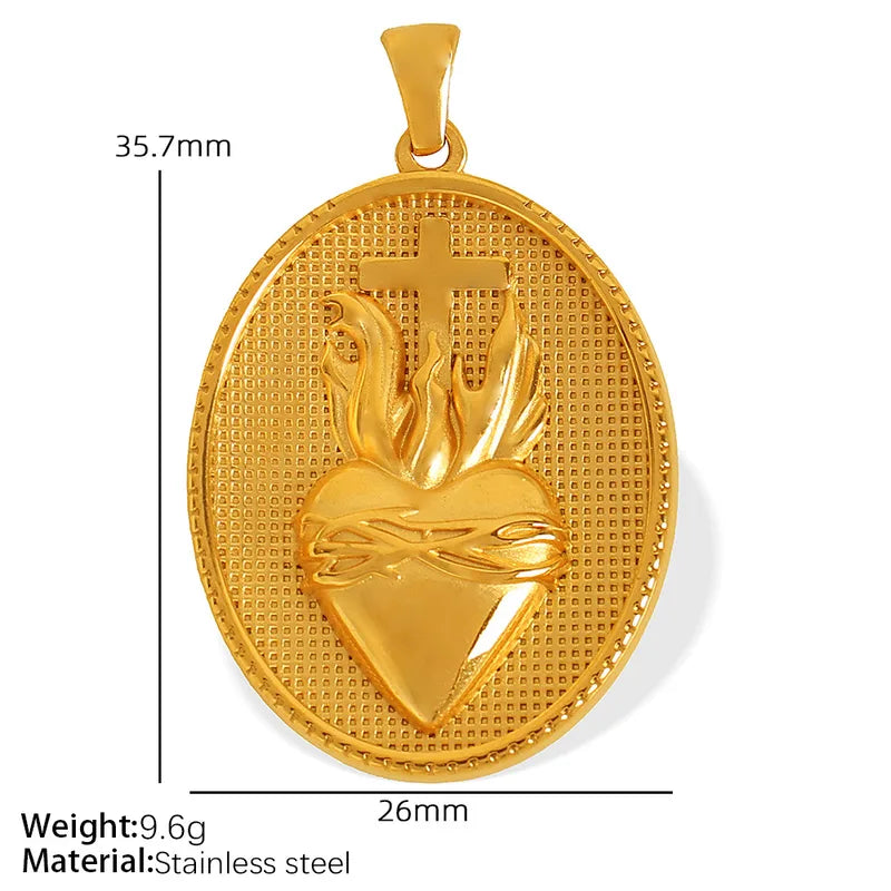 1 Piece 35.7*26mm Titanium Steel Human Virgin Mary Pendant