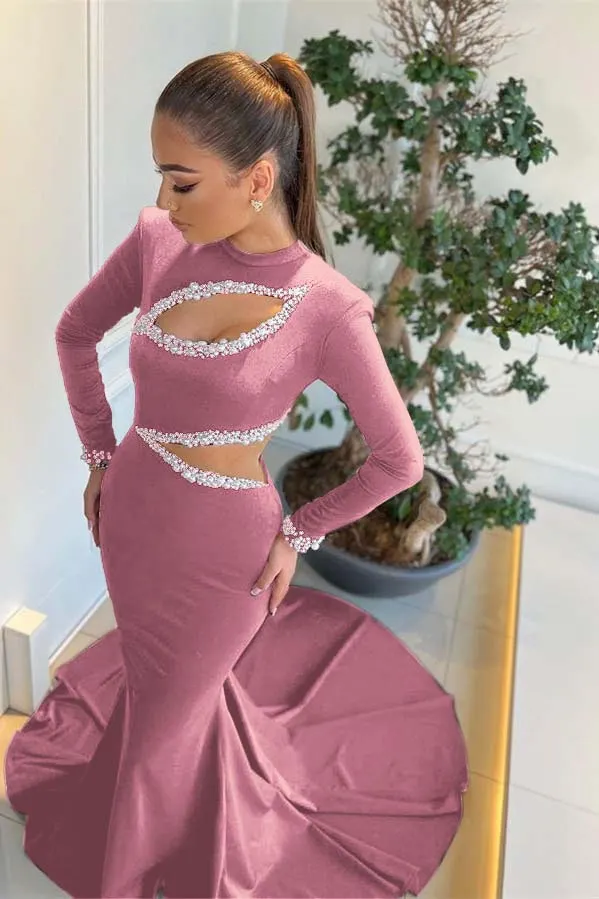 Amazing Black Mermaid Evening Dress Long With Beads Detachable Sleeves main image 1