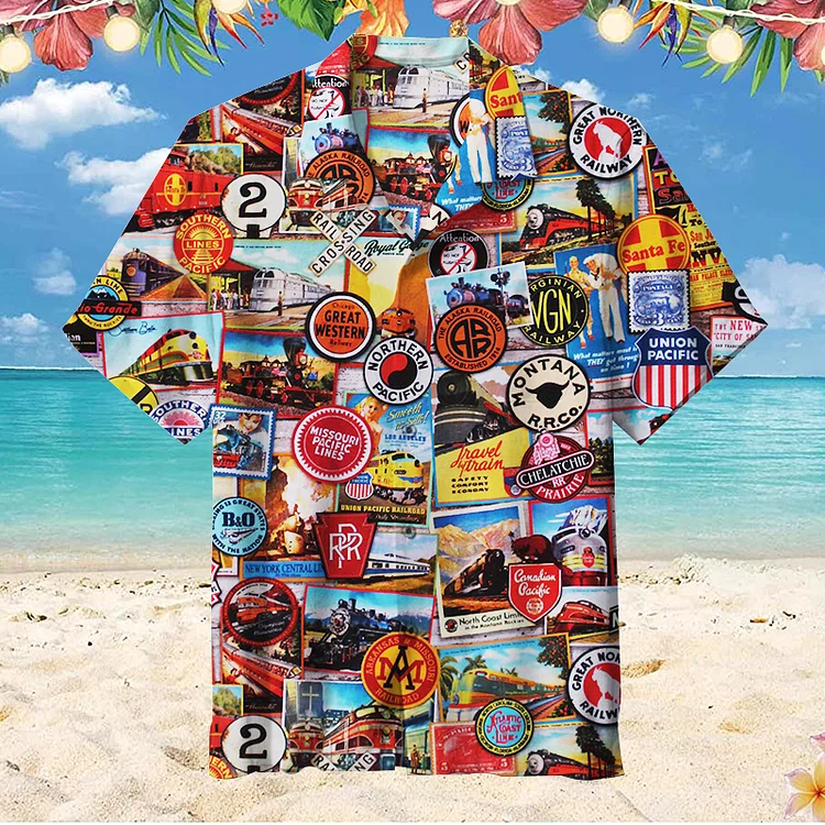 Railroads Trains Steam Engines | Unisex Hawaiian Shirt