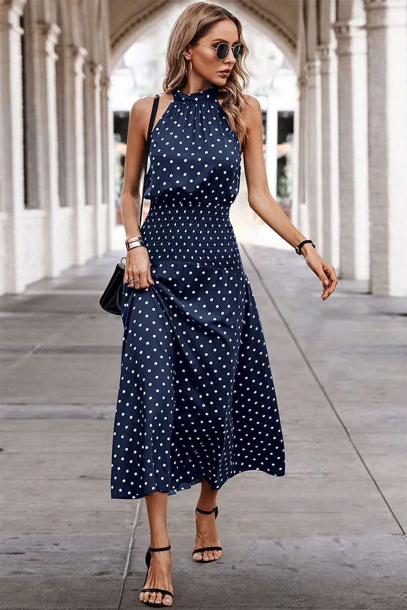 Off Shoulder Dot Print Fit Ruffle Full Dress