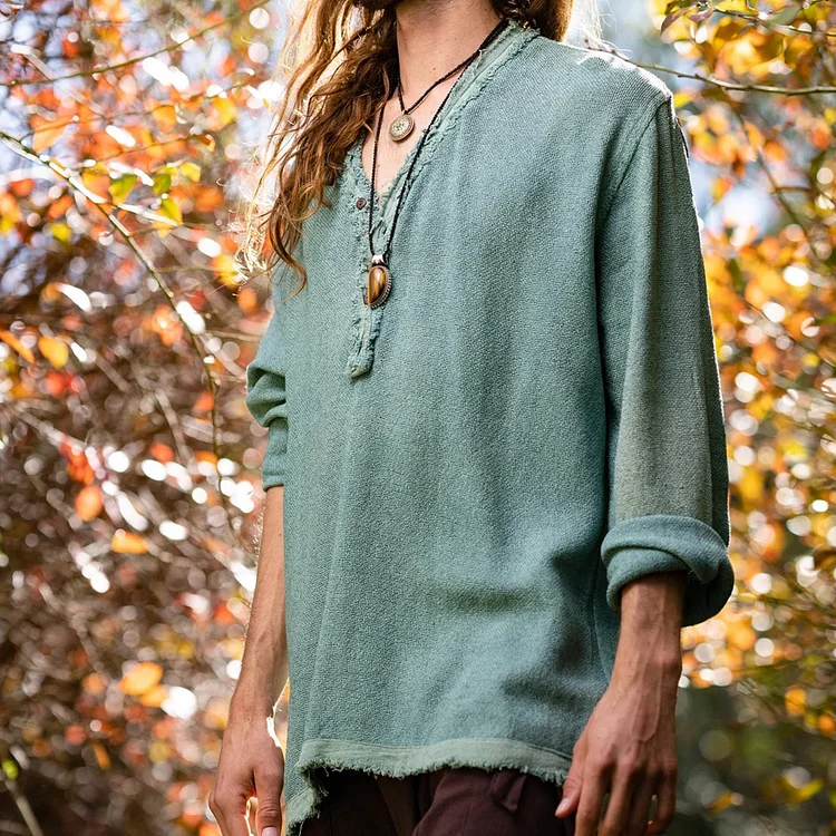 Pre-sale Men's V-neck casual long sleeve T-shirt