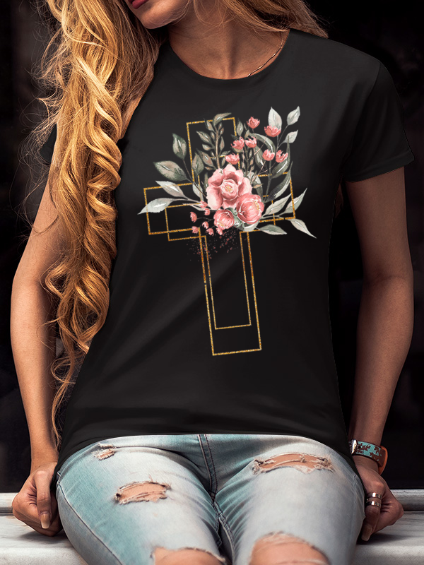 Flower Cross Women's T-Shirt - 1