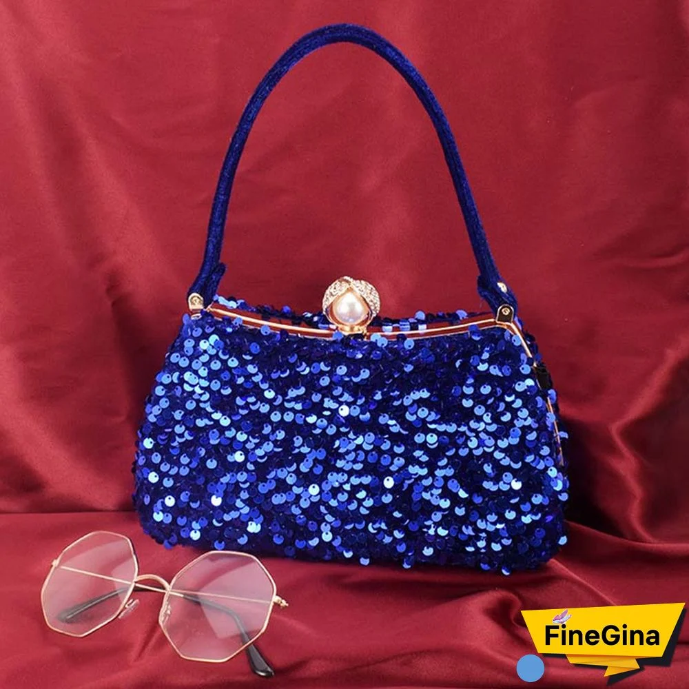 Black Formal Patchwork Sequins Bags