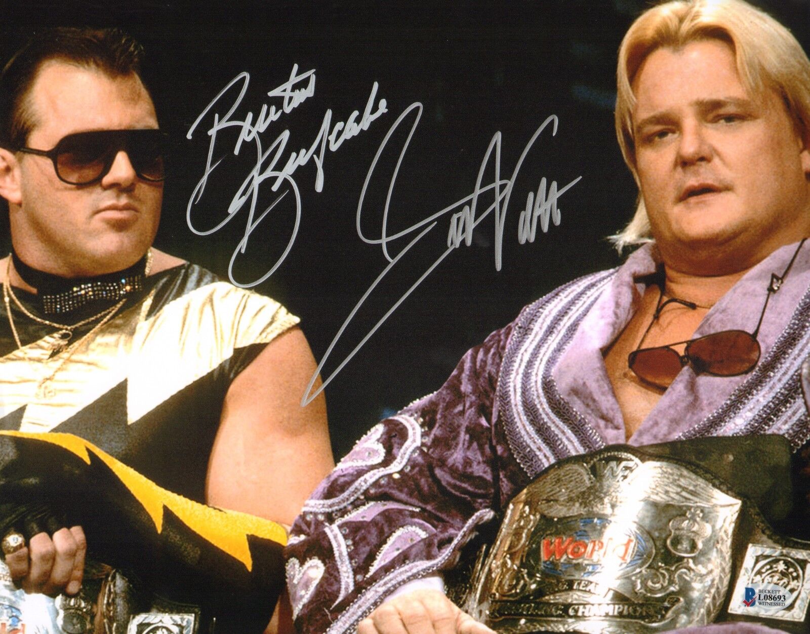 Brutus Beefcake Greg Valentine Signed 11x14 Photo Poster painting BAS Beckett COA WWE Dream Team