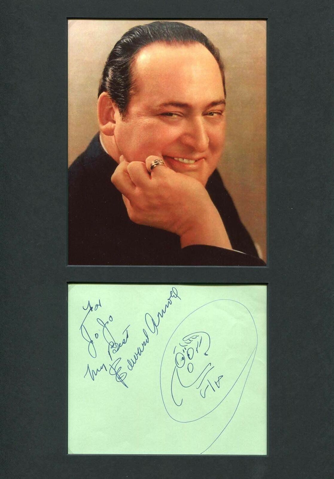 Edward Arnold autograph, handdrawn sketch signed & mounted