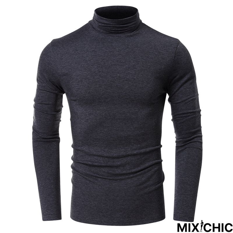 High Collar Bottom Shirt Long Sleeve T-Shirt Slim Man