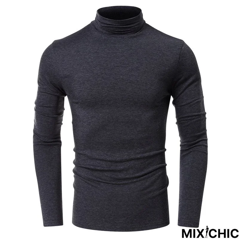 High Collar Bottom Shirt Long Sleeve T-Shirt Slim Man