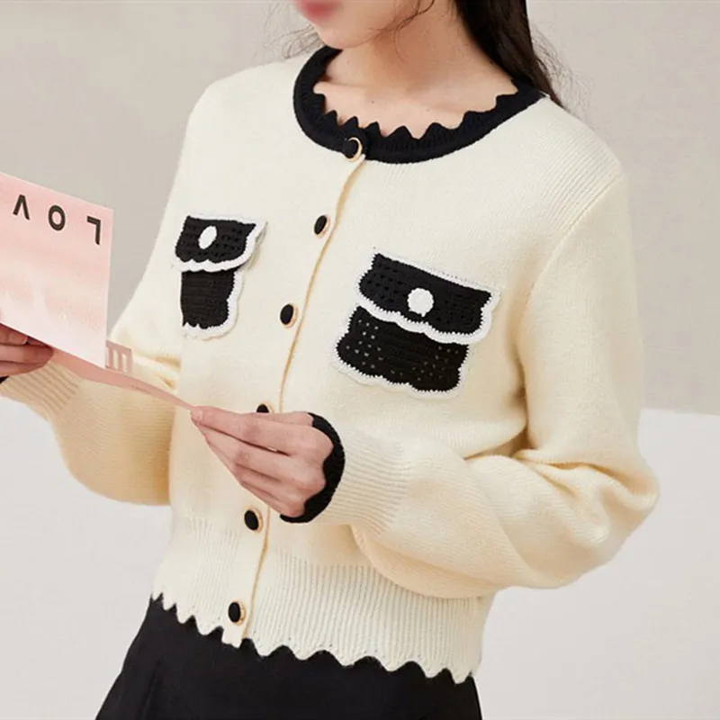 Churchf Churchf Fragrant Wind Bump Color Knit Sweater Cardigan Coat Woman Korean Version Temperament Loose And Sweet Soft Waxy Sweater Woman