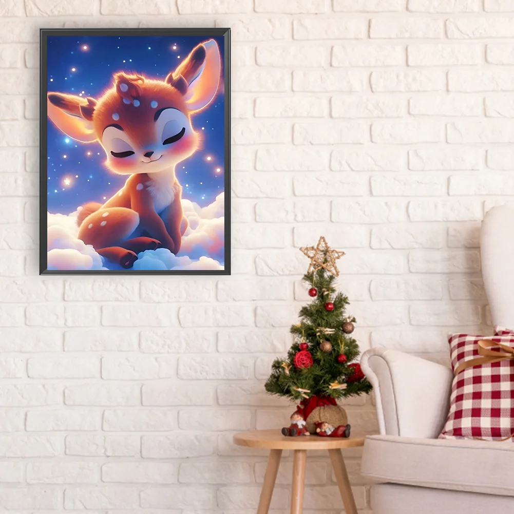 Full Round Diamond Painting 30*40cm - Deer Sleeping On The Cloud