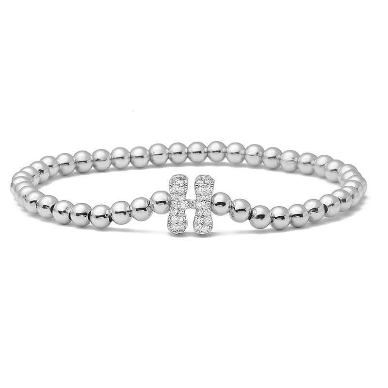 Vintage Style Minimalist Classic Style Letter Copper Zircon 18K Gold Plated Inlay Bracelets