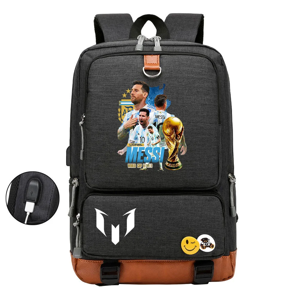 Buzzdaisy Score Big with Lionel Messi: Multi-Pocket Backpack with USB Charging and 15-Inch Laptop Capacity