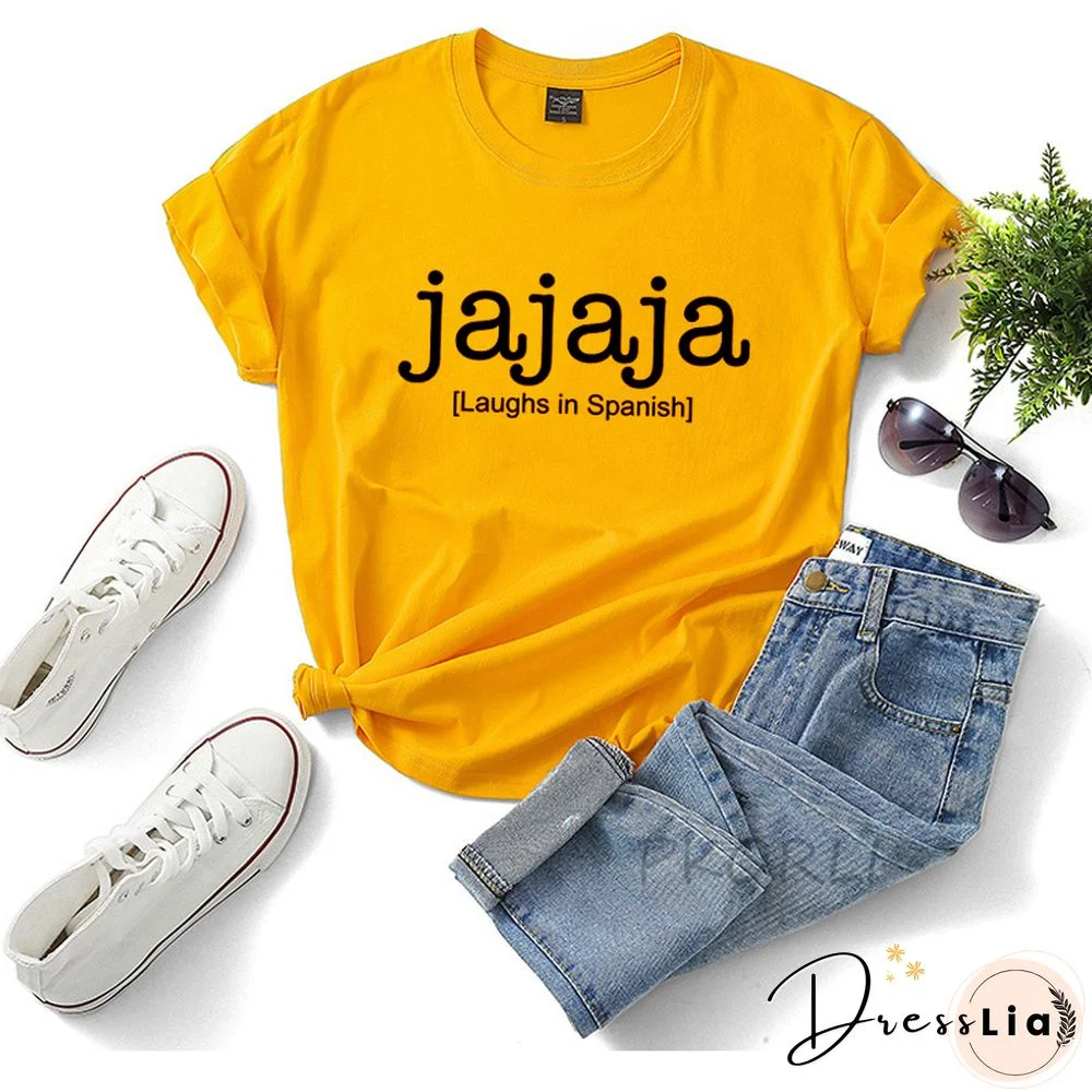 Jajaja Spanish T Shirt Women Print Latina Latino Letter Teacher Short Sleeve Cotton Summer Casual Tees Streetwear Woman Clothes