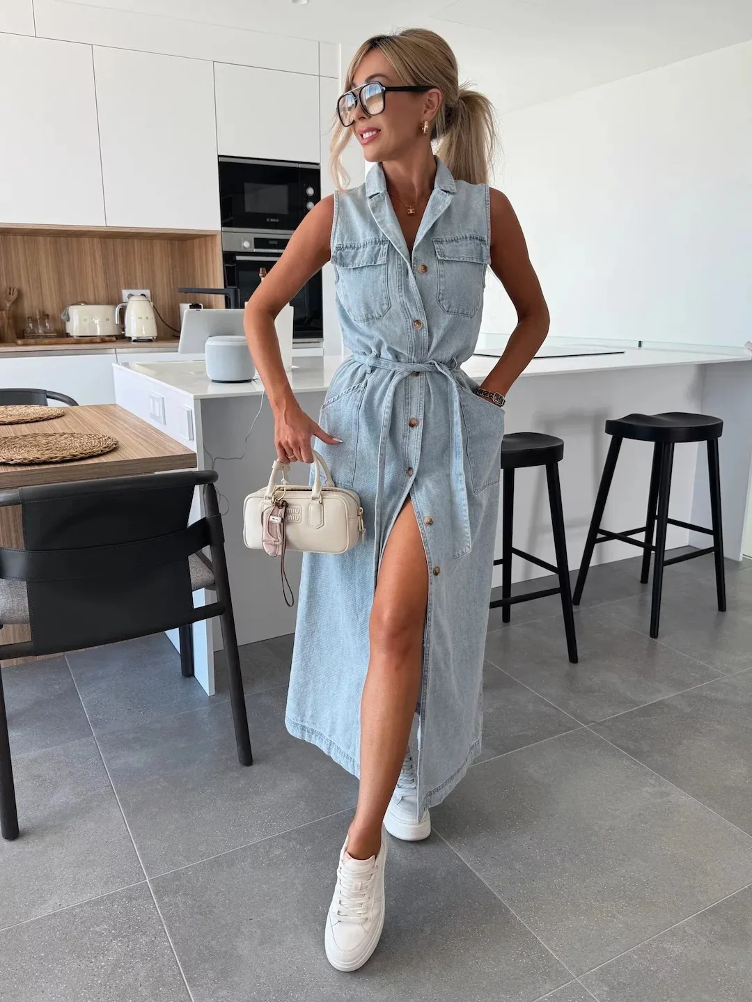 denim dress tight Precisely Sweet Medium Wash Tie-Strap Denim Mini Dress