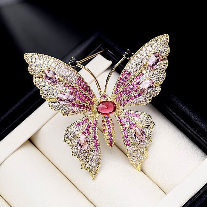 Butterfly Brooch with Cubic Zirconia