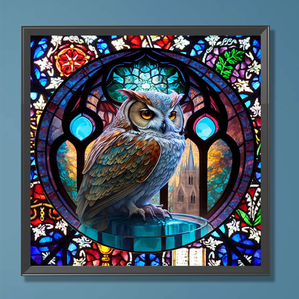 Diamond Painting - Full Round Drill - Stained Glass Owl(30*30cm)