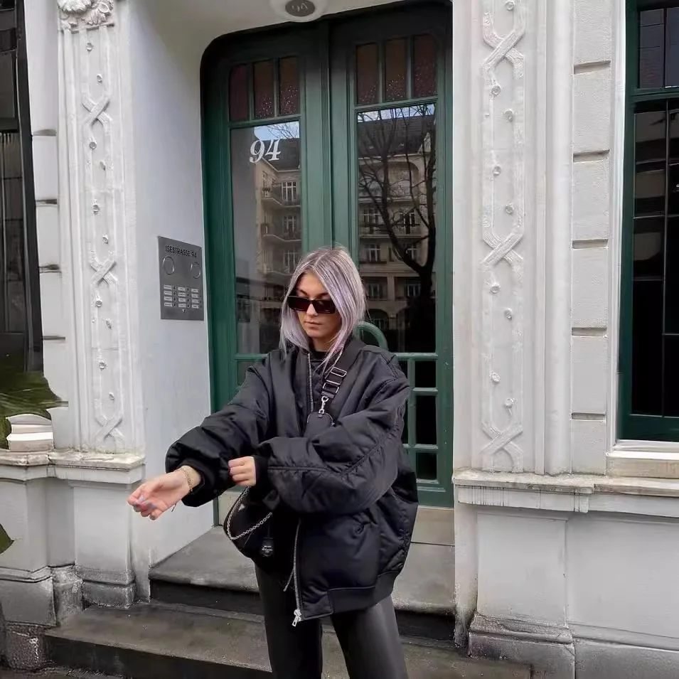 Toloer Autumn / Winter 2023 With Loose Zip Padded Jacket Female Ins Small Sweet Wind Baseball Jacket-Outfit Ideas