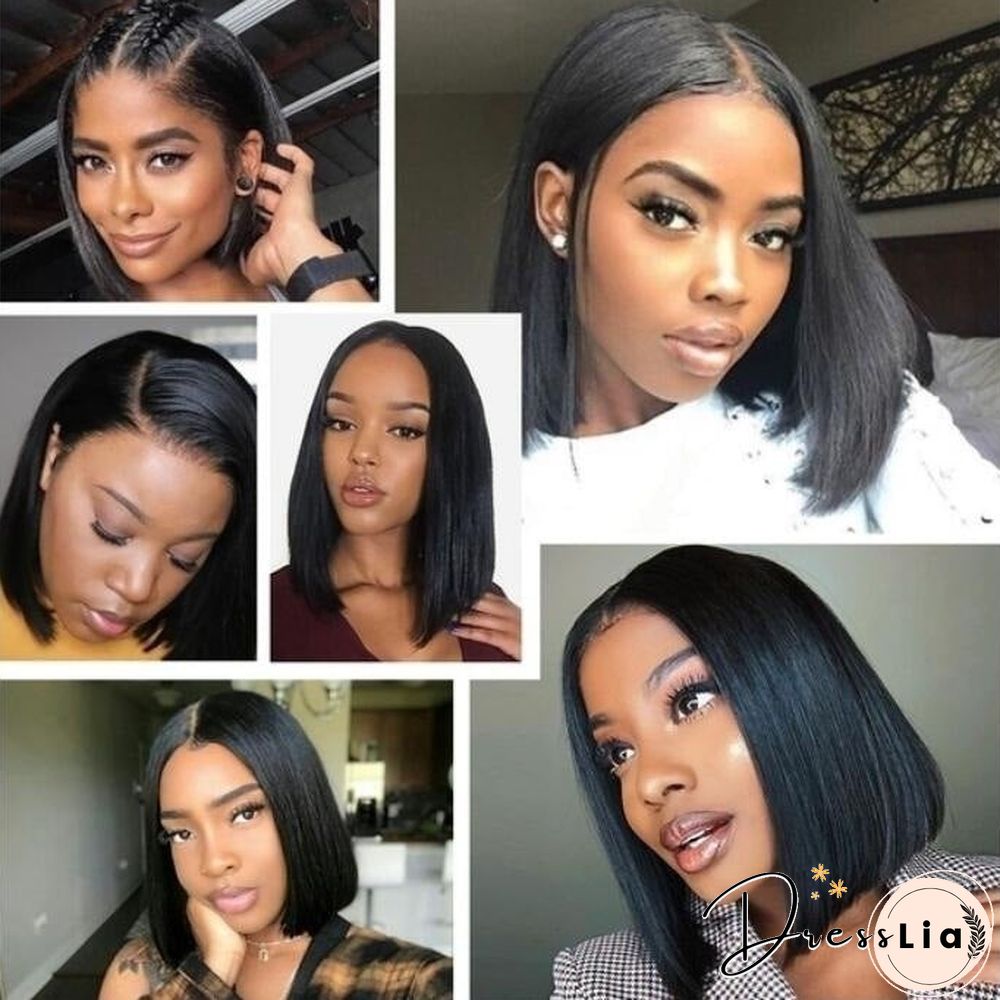 Chemical Fiber High Temperature Silk Women's Medium Split Short Straight Hair