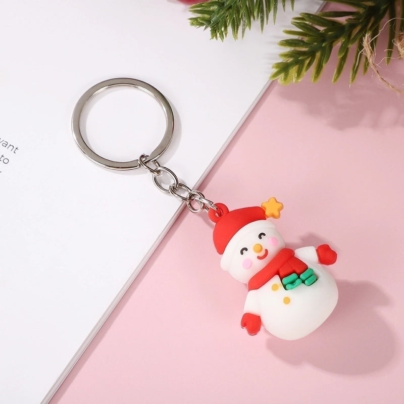 Cute Christmas Tree Santa Claus Elk PVC Metal Christmas Women’s Bag Pendant Keychain