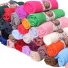 Pleated Linen Cotton Scarf Woolen Edge Women Hijab Shawl