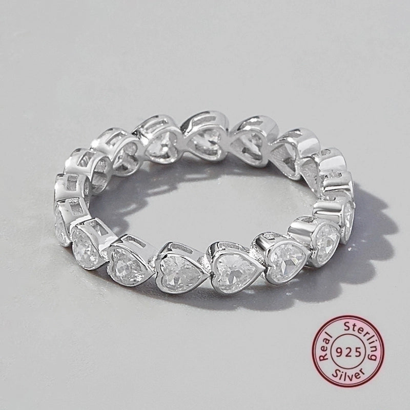 White Gold Plated Sterling Silver Zircon Solid Color Rings