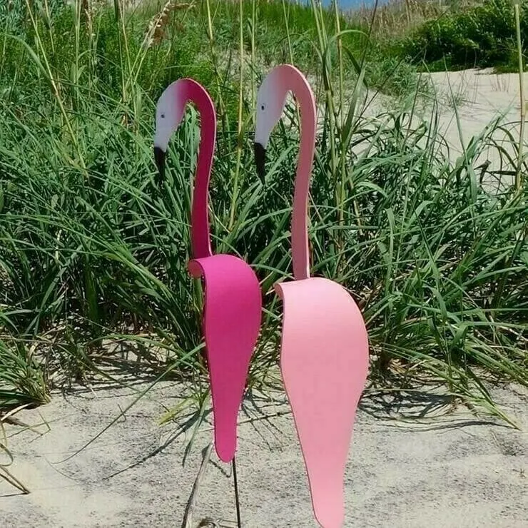 Décoration Jardin Flamants Roses En Métal – Oiseaux Dansants Colorés, Tournent Avec Le Vent